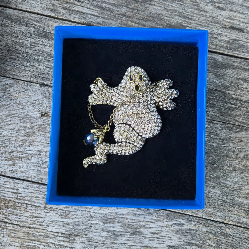 SOLD****Heidi Daus Spooktacular Ghost Designer Signed Brooch Pin original box ๐ป - Picture 7 of 11